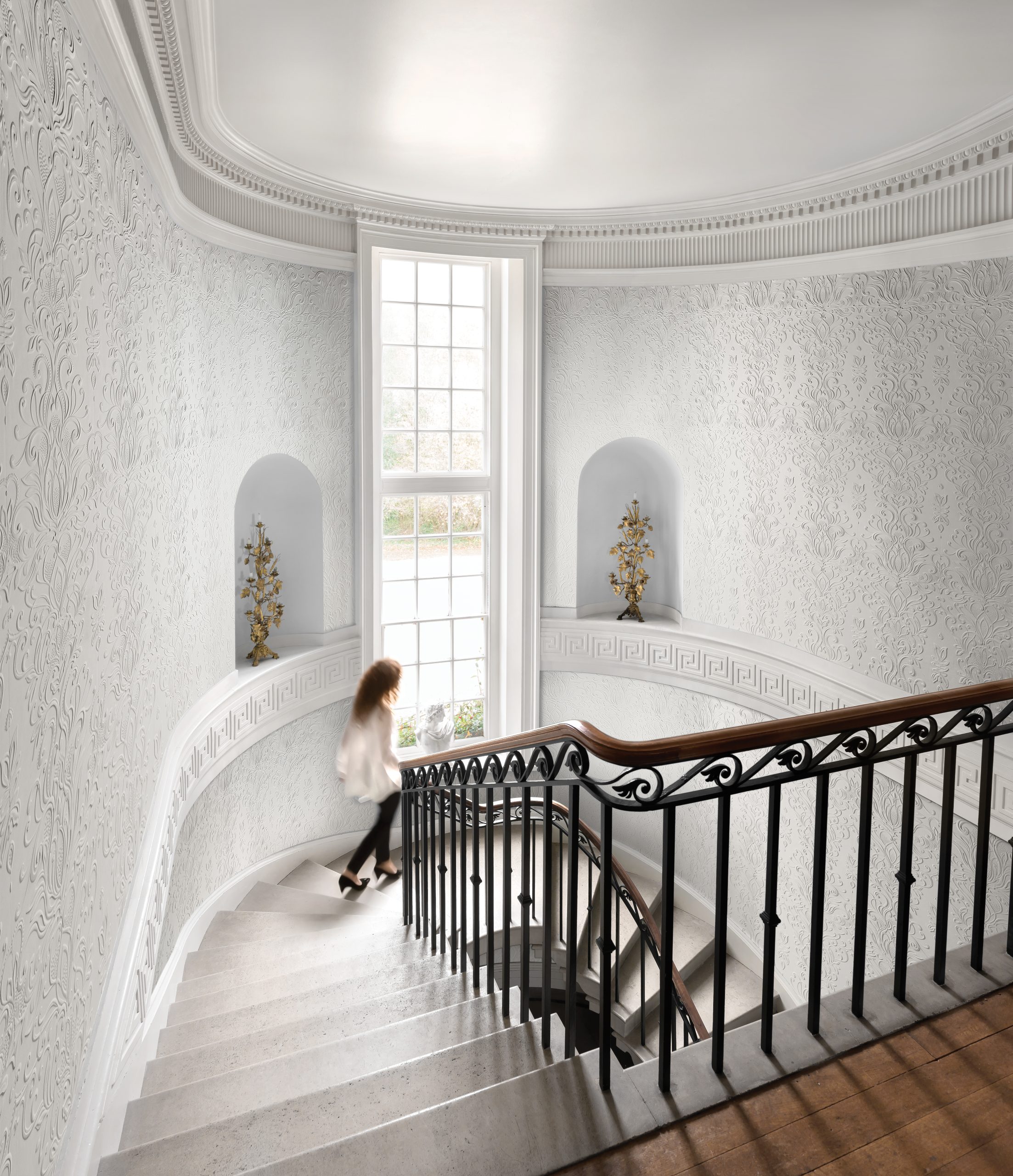 Lincrusta Cleopatra Wallcovering on staircase