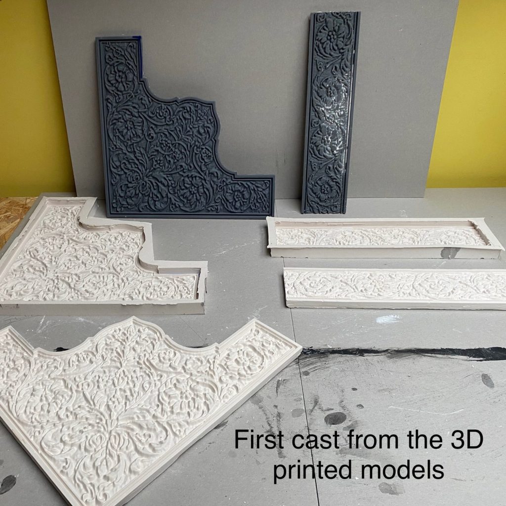 First cast of 3D models for making of Lincrusta border moulds
