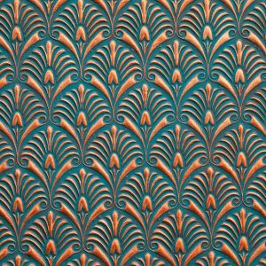 Lincrusta fanfare wallcoverings turquoise orange
